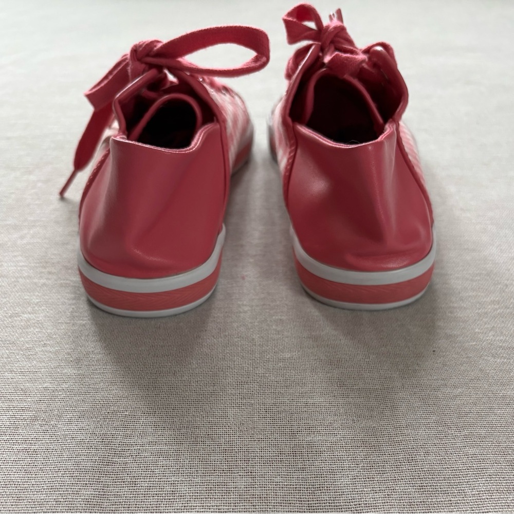 Isaac Mizrahi pink & white checkered plaid athletic tennis shoes size 7.5 - Picture 6 of 9